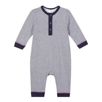 Baby boys' navy striped romper suit